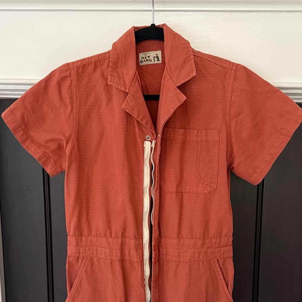 Hey Gang Rust Orange Zip-Up Jumpsuit